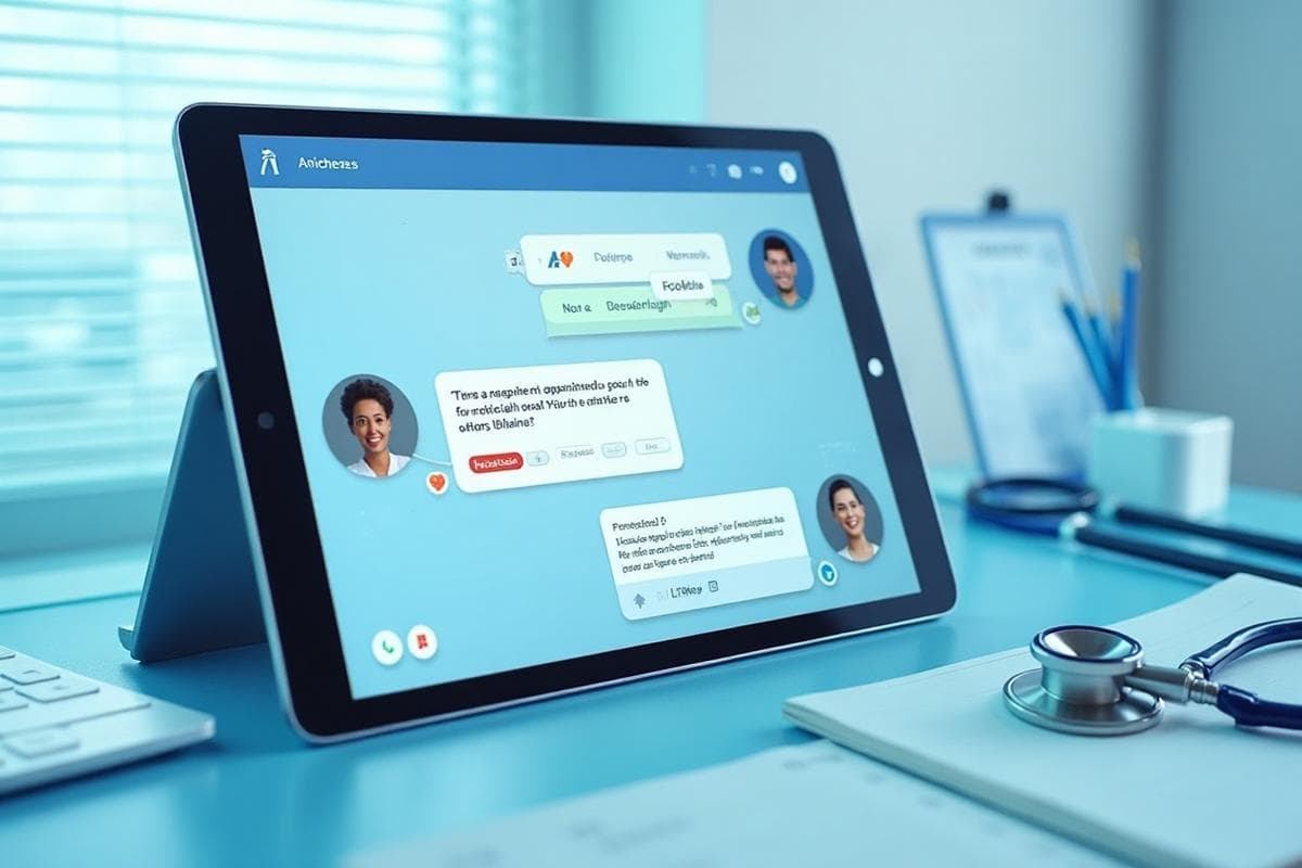 Healthcare AI Chatbot Interface showing patient engagement dashboard